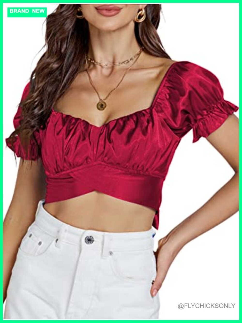 Puff Short Sleeve Off Shoulder Crop Top Ruffle Cuffs Summer Blouse